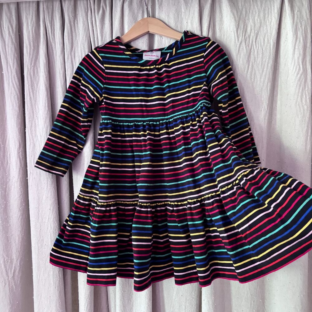 Hanna Andersson Rainbow Stripe Tiered Dress Size 90 (2-3T)